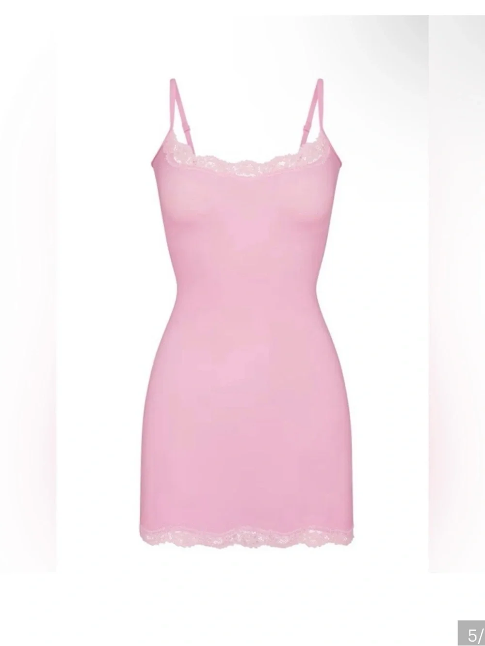 Skims Fits Everybody Lace Slip Dress in Bubblegum Tonal, Size Small NWT Mini